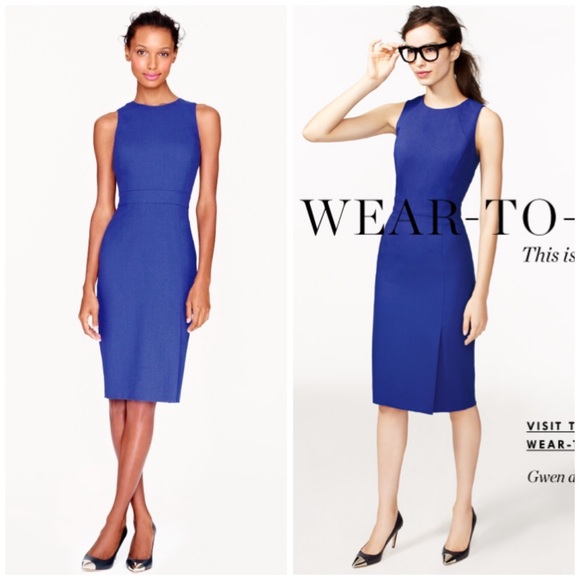 J. Crew Dresses & Skirts - J. Crew 100% Wool Crepe Career Sheath Dress Blue